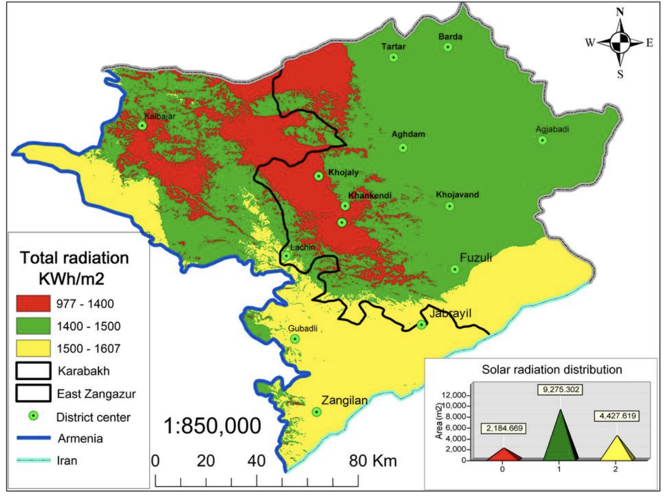 Karabakh region solar radiation potential